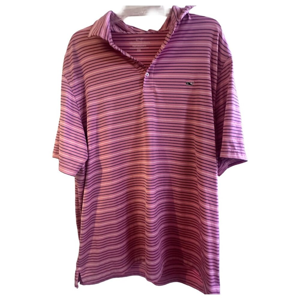 Vineyard Vines Performance Golf Polo Shirt Men’s Sz 2XL Stretch Striped Pink